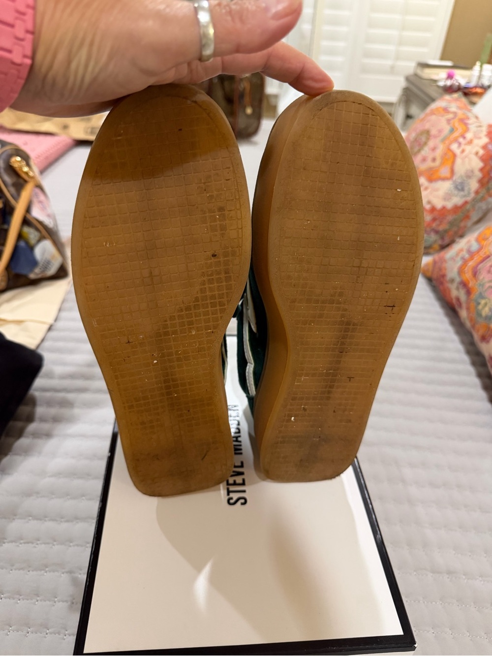 Madden Girl Green Suede Sneakers with Gum Sole - Picture 4 of 5